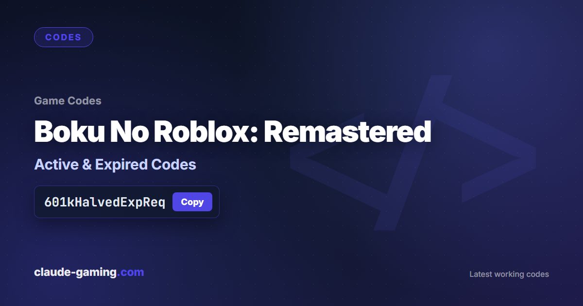 Boku No Roblox: Remastered codes