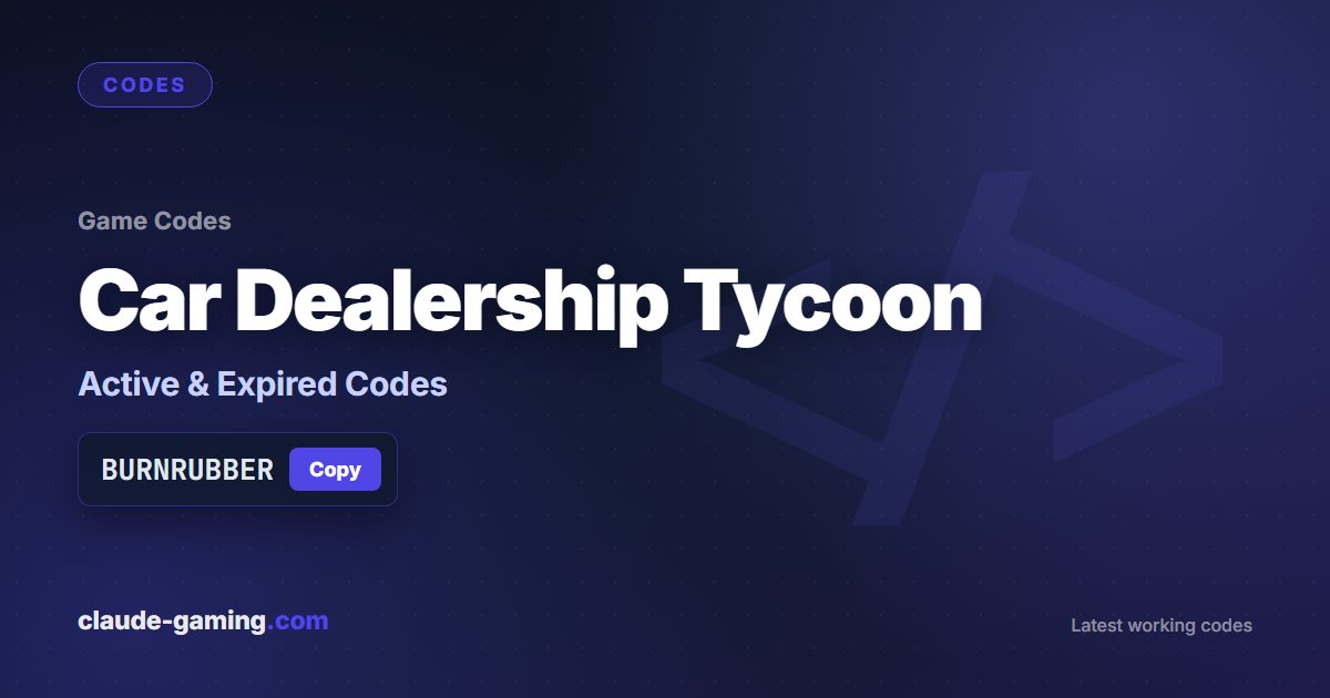 Car Dealership Tycoon codes