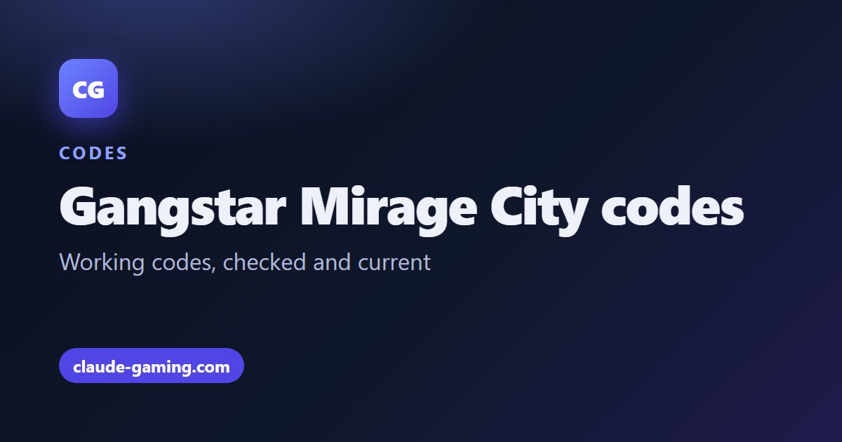 Gangstar Mirage City codes