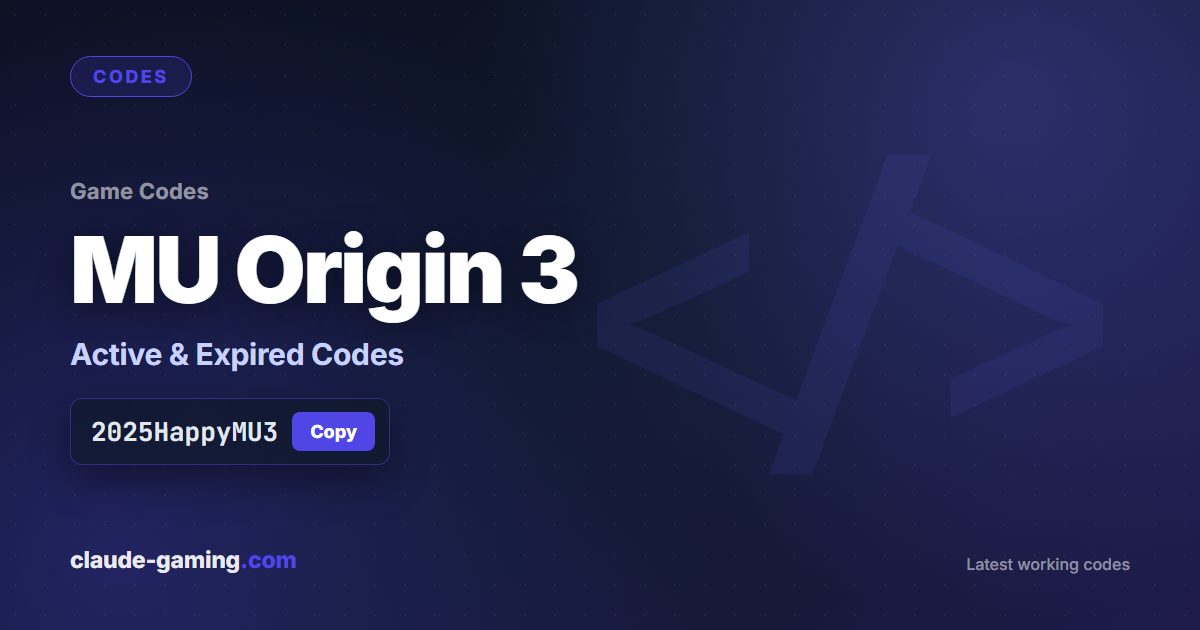 MU Origin 3 codes