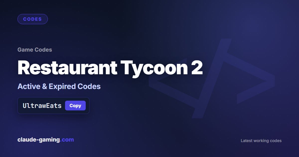 Restaurant Tycoon 2 codes