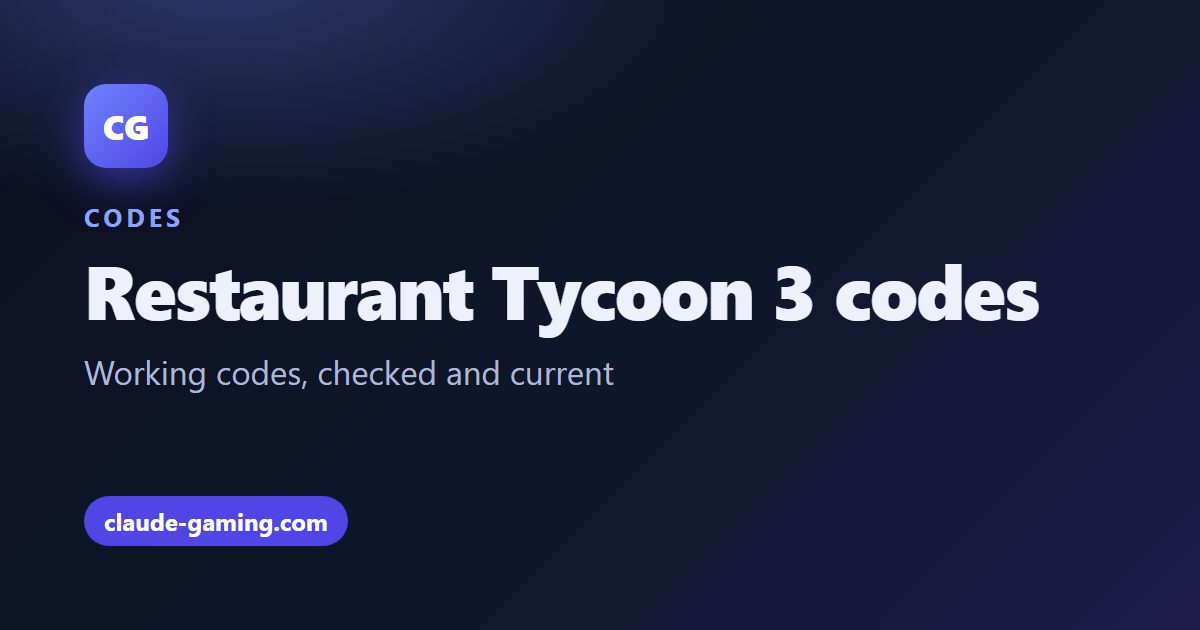 Restaurant Tycoon 3 codes