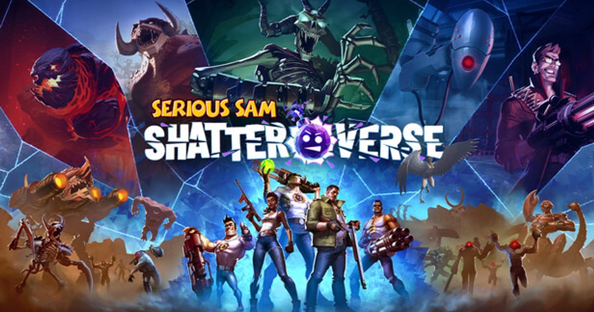 Serious Sam: Shatterverse official key art showing Sam armed and surrounded by chaos