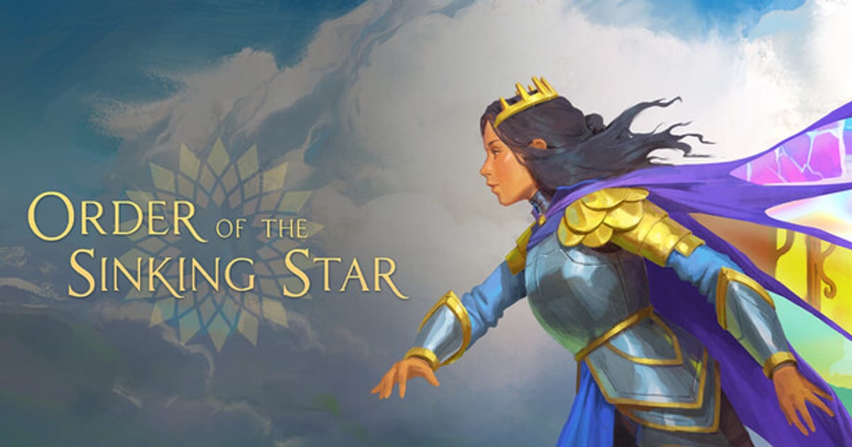 Order of the Sinking Star official key art showing the game's characters in a colorful magical realm