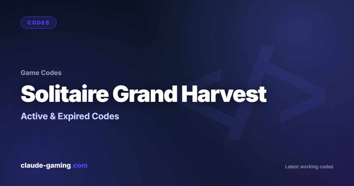 Solitaire Grand Harvest codes