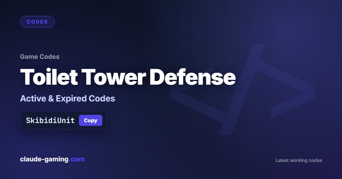 Toilet Tower Defense codes