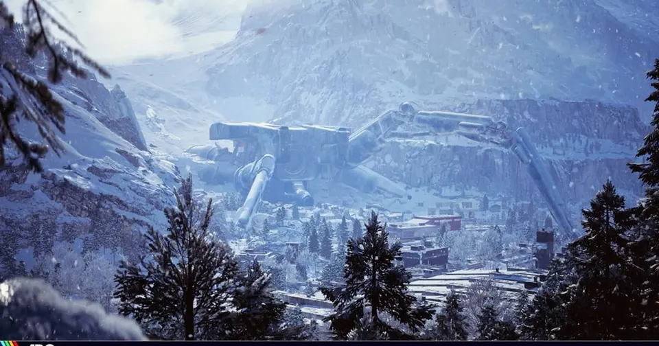 Official ARC Raiders art for the Frozen Trail update showing the snowbound Pendola Pass area