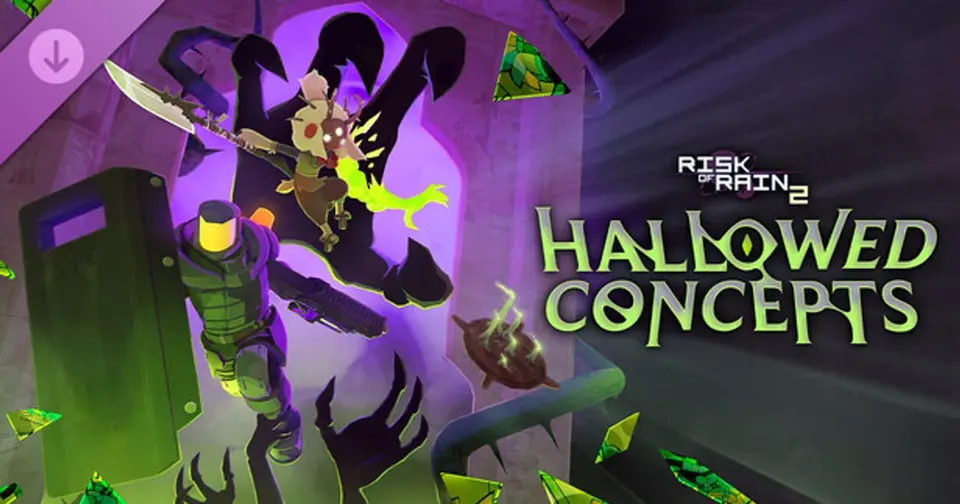 Official Steam key art for the Risk of Rain 2 Hallowed Concepts expansion