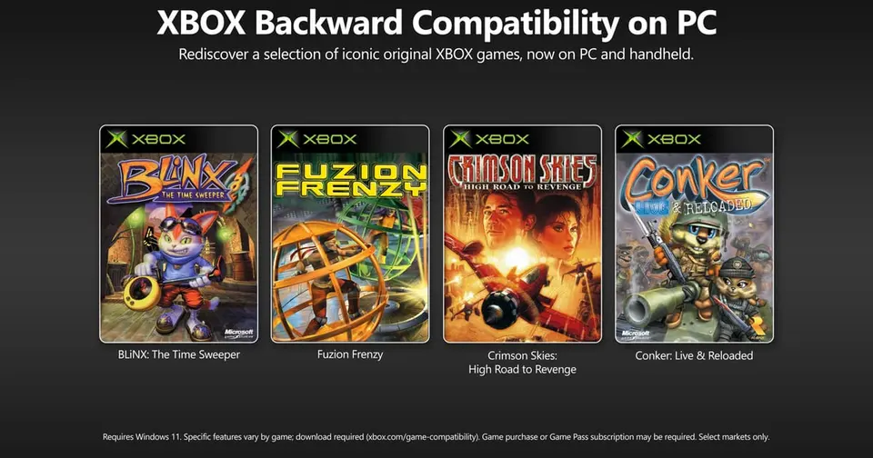 Xbox Backward Compatibility on PC key art showing classic original Xbox games